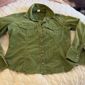 J. Crew Green Corduroy Western Blouse Top